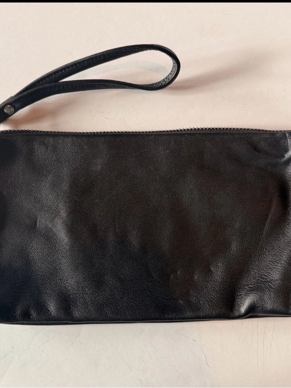 Classic Black Leather Wristlet Clutch - Rough & Tumble